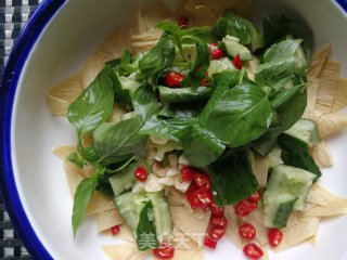 荆芥黄瓜拌豆腐皮的做法步骤：5