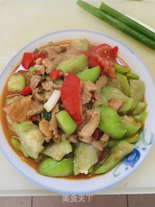 丝瓜过油肉的做法步骤：8