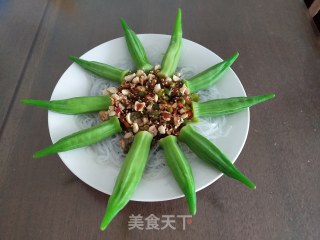 蒜蓉粉丝蒸秋葵的做法步骤：9