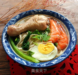 荤菜——鲜虾鸡腿面的做法步骤：8
