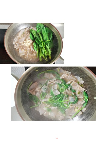菠菜烧雪蘑芋的做法步骤：3