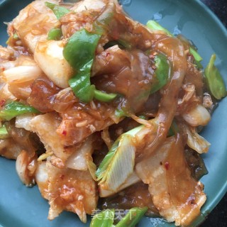 “五花肉”辣白菜粉皮煎五花肉的做法步骤：16