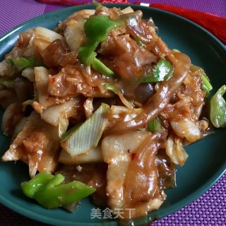 “五花肉”辣白菜粉皮煎五花肉的做法步骤：17