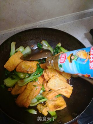 蚝油油菜炒豆腐的做法步骤：8