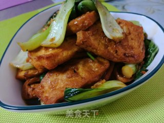 蚝油油菜炒豆腐的做法步骤：10
