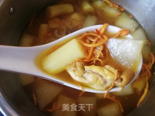 山药冬瓜虫草花鸡腿汤的做法步骤：15