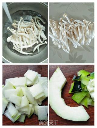 白玉菇冬瓜汤的做法步骤：2