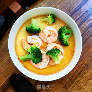 西兰花虾仁蒸蛋的做法步骤：9