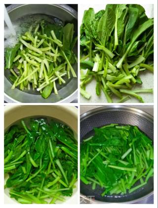 白玉菇炒菜心的做法步骤：2