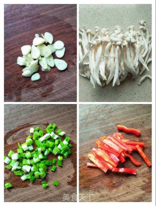 白玉菇炒菜心的做法步骤：3