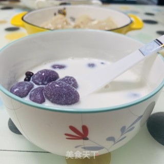 牛奶蜜豆紫薯丸子汤的做法步骤：8