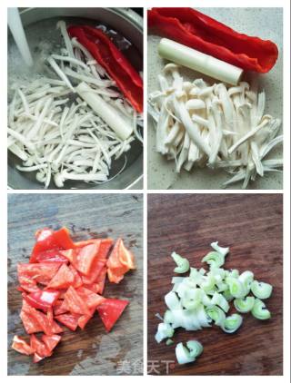 白玉菇甜椒炒西兰花的做法步骤：3