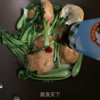油菜炒面筋的做法步骤：6