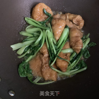 油菜炒面筋的做法步骤：7