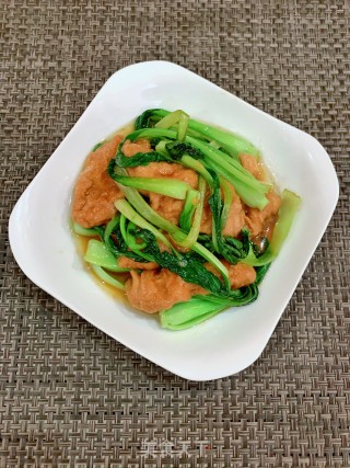 油菜炒面筋的做法步骤：8
