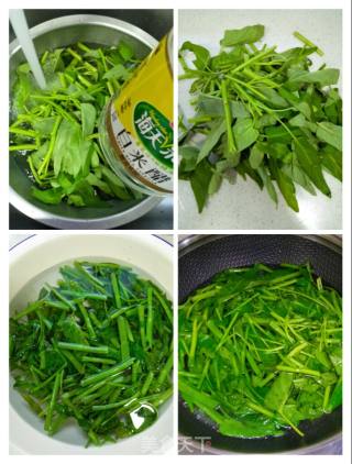 豆豉甜椒炒空心菜的做法步骤：2
