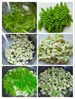 花菜里脊炒甜豆的做法步骤：2