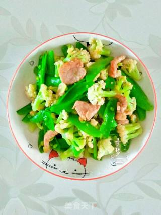 花菜里脊炒甜豆的做法步骤：6