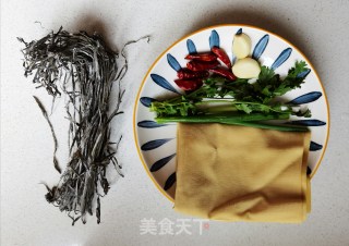 豆皮拌海带丝的做法步骤：1