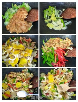 鸡胸肉炒榆黄蘑的做法步骤：5