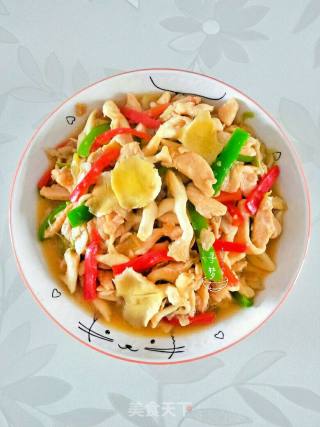 鸡胸肉炒榆黄蘑的做法步骤：6