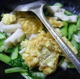 青菜鸡蛋炒年糕的做法步骤：10