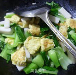 青菜鸡蛋炒年糕的做法步骤：11