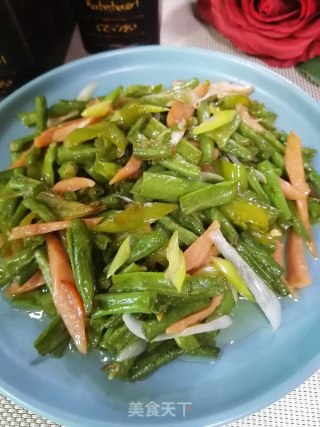 豇豆烧火腿丝的做法步骤：7
