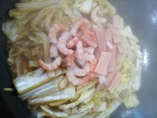 虾仁白菜烧粉丝的做法步骤：8