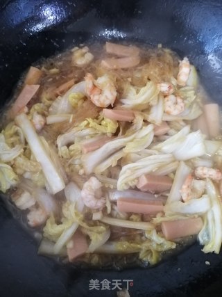 虾仁白菜烧粉丝的做法步骤：9