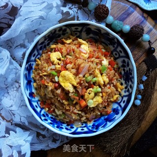 洋葱红萝卜酱油饭的做法步骤：12