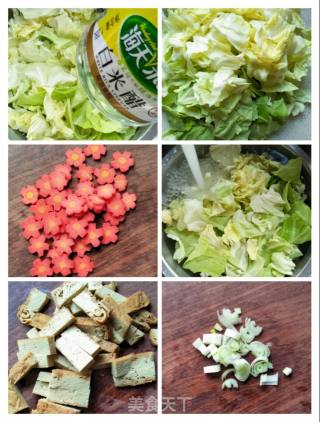素鸡豆腐炒甘蓝的做法步骤：2