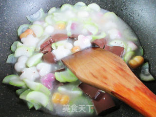 鸭血夜开花花色年糕的做法步骤：6