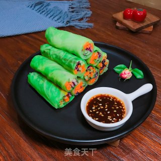 蔬菜翡翠卷的做法步骤：8