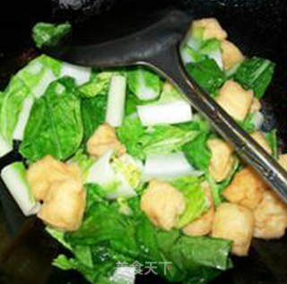 小油豆腐炒五号菜的做法步骤：7