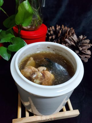 老母鸡炖天麻灵芝汤的做法步骤：7