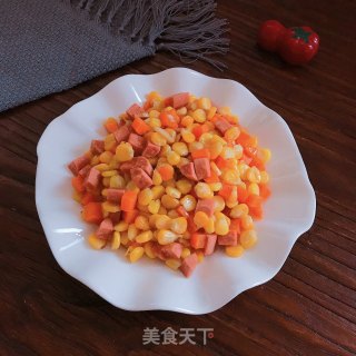 玉米粒炒火腿肠的做法步骤：8