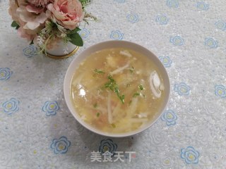 海鲜菇火腿蛋花汤的做法步骤：6