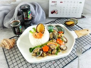 鲍鱼螺肉海鲜饭的做法步骤：14