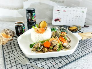 鲍鱼螺肉海鲜饭的做法步骤：18
