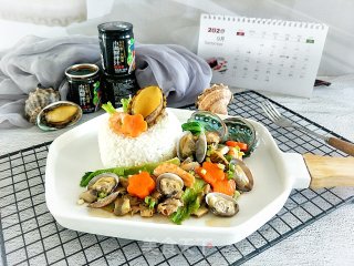 鲍鱼螺肉海鲜饭的做法步骤：19