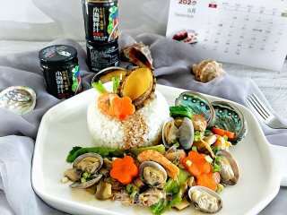 鲍鱼螺肉海鲜饭的做法步骤：21