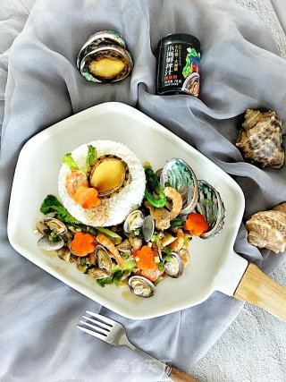 鲍鱼螺肉海鲜饭的做法步骤：24