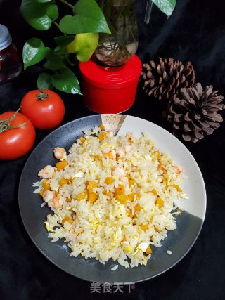 南瓜虾仁炒饭的做法步骤：9