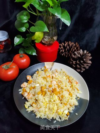 南瓜虾仁炒饭的做法步骤：10