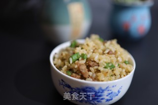 肉丝豆角萝卜干炒饭的做法步骤：1