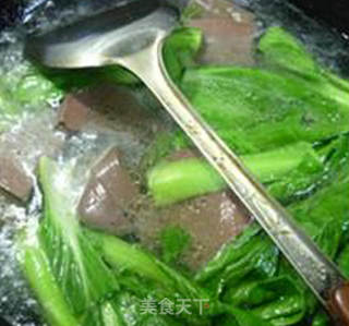 青菜鹅血粉丝汤的做法步骤：8