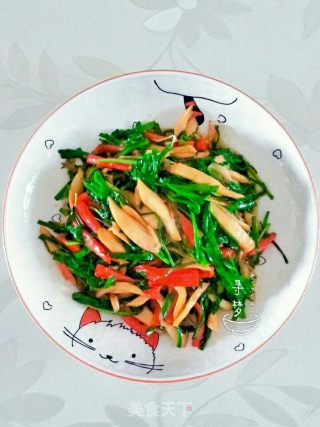 杏鲍菇甜椒炒韭菜的做法步骤：5
