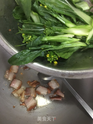 宁夏菜心炒烧肉的做法步骤：7