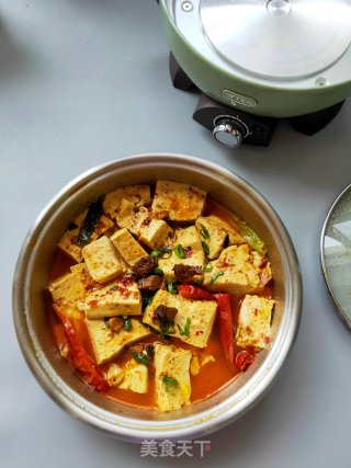 浓香醇厚的玉米牛肉酱煨豆腐的做法步骤：2